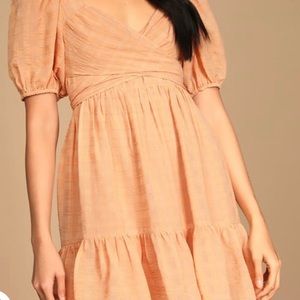 Puff sleeve tie back mini dress